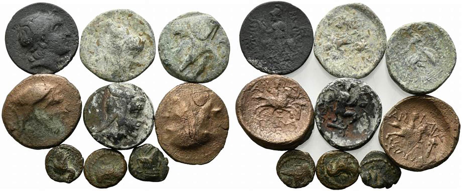 Lot of 10 Oriental Greek Æ coins, ... 
