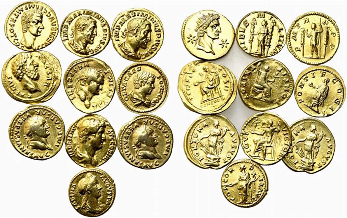 Lot of 10 Replicas of Roman Aurei ... 