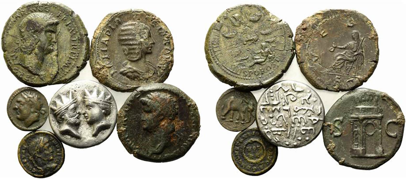 Lot of 6 Replicas of Roman coins. ... 
