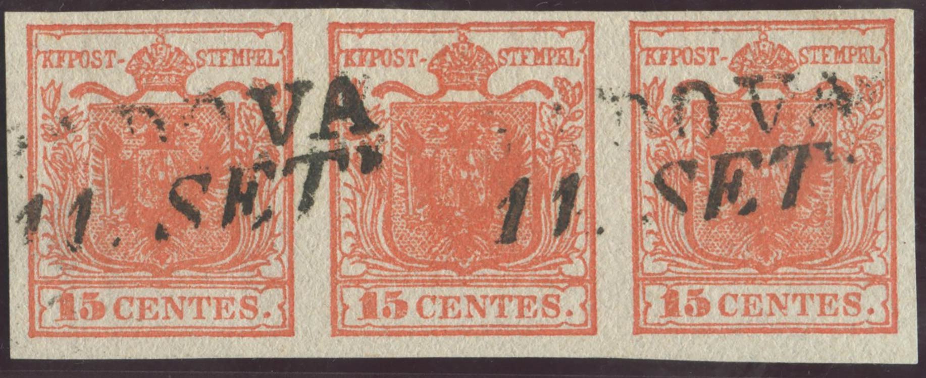 1850, 15c. Rosso Vermiglio N.3e in ... 