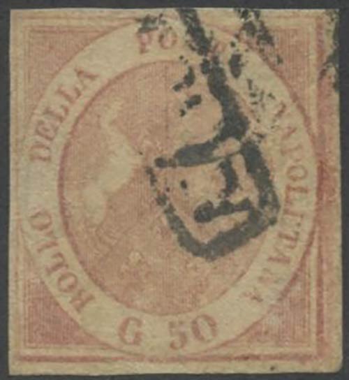 1858, 50gr. Rosa Brunastro N.14, ... 