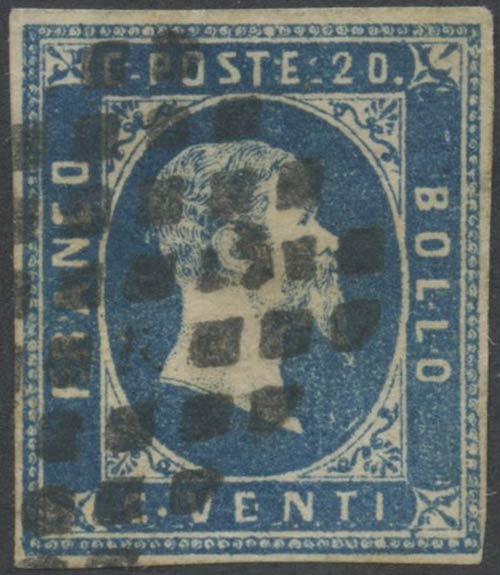 1851, 20c Azzurro Chiaro N.2g, ... 