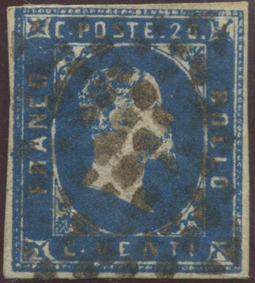 1851, 20c. Azzurro N.2. (A+) ... 
