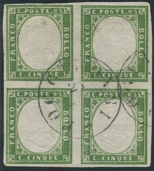 1862, 5c. Verde Giallastro 13Da in ... 