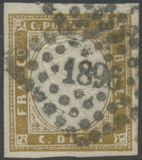 1861, 10c. N.14Cl bruno Olivastro ... 