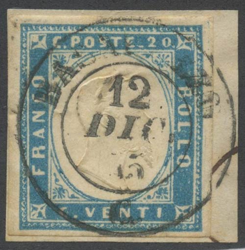 1857, 20c. Cobalto Chiaro n:15a ... 