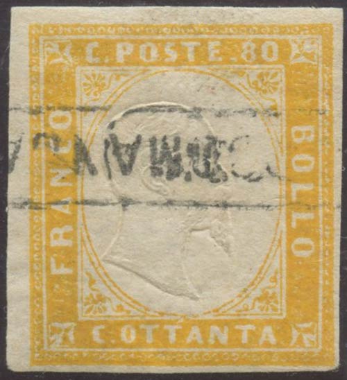 1862, 80c. Giallo Arancio N.17C, ... 