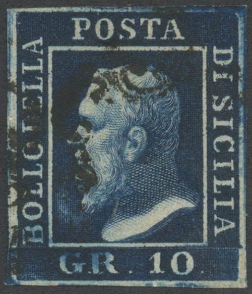 1859, 10gr. Azzurro Cupo N.12 ... 