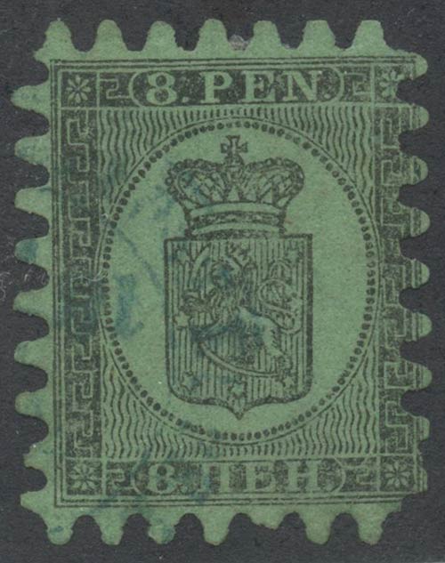 1866, 8p. Nero su Verde, usato.