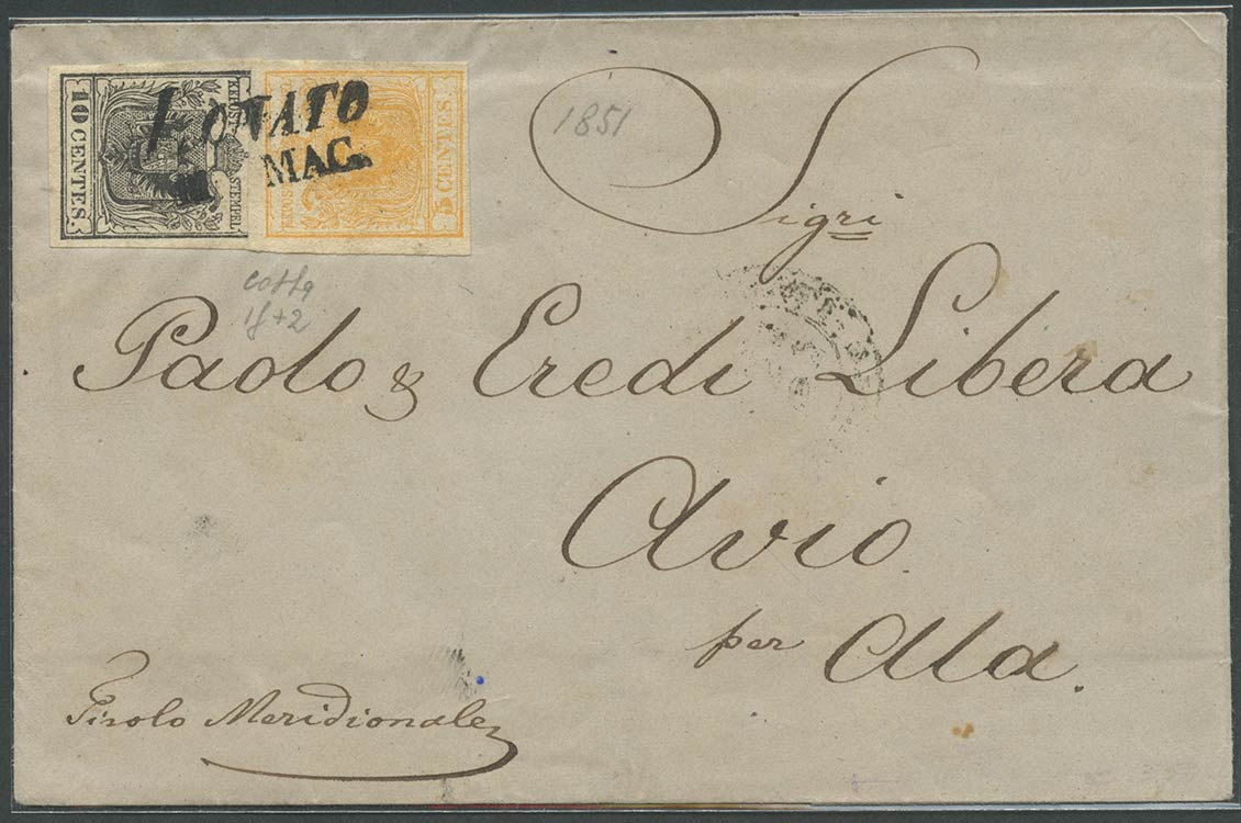 1851, Lettera da Lonato per Avio ... 