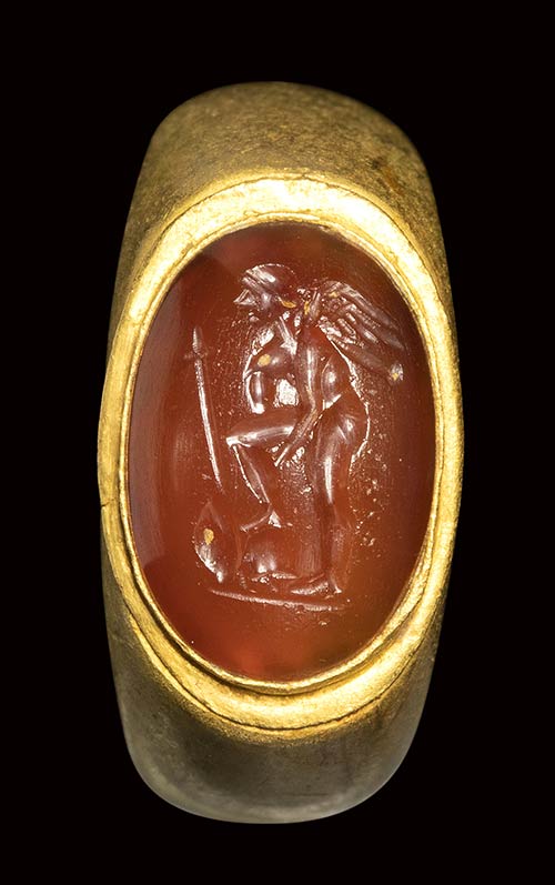 A roman gold ring with carnelian ... 