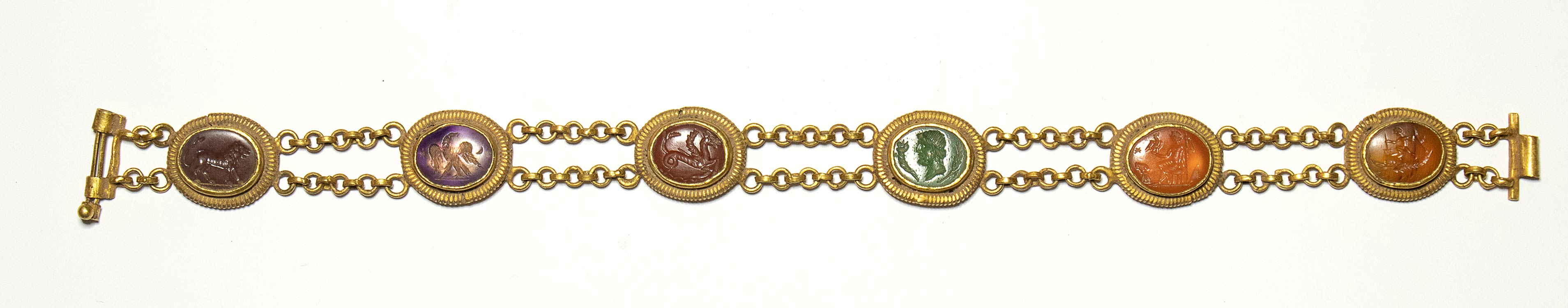 A roman gold bracelet with six ... 