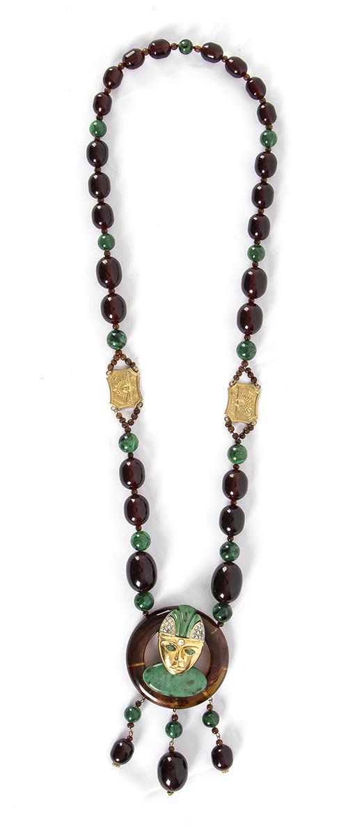 NECKLACE80sA 80s green and brown ... 