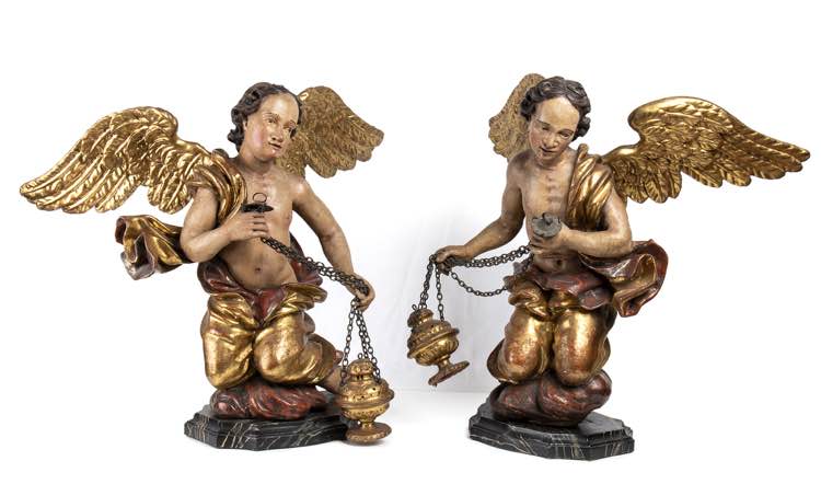 Pair of Italian winged putti with ... 