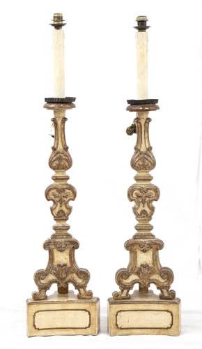Pair of Italian gilt wood torch ... 