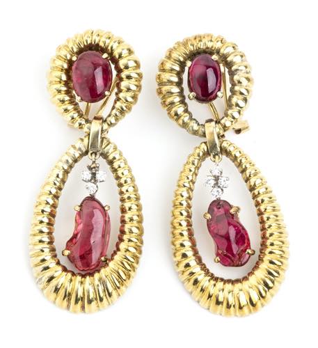 Spinel diamond gold drop earrings  ... 