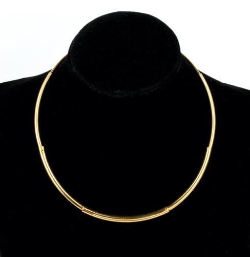 Gold semirigid tube necklace thin ... 