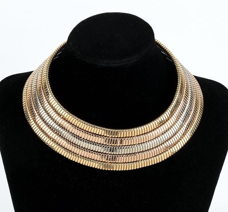 three color gold tubogas necklace ... 