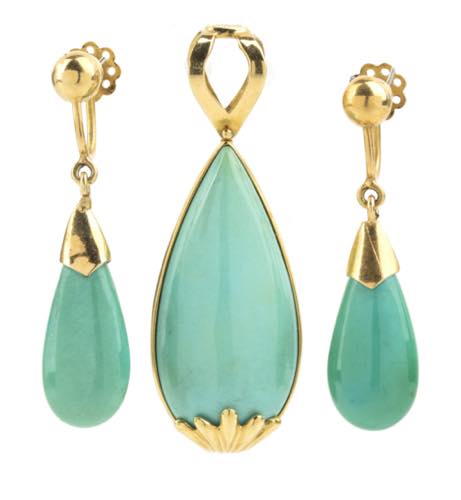 Turquoise gold pendant and ... 