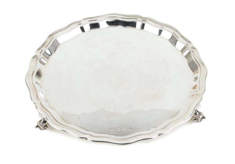 Sterling silver English Salver, ... 