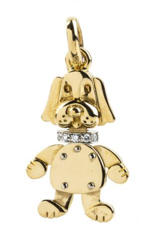 Gold diamond collar dog pendant - ... 