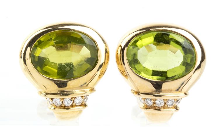Peridot diamond gold earrings - ... 