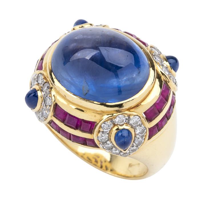 Gold sapphire ruby diamond ring  ... 