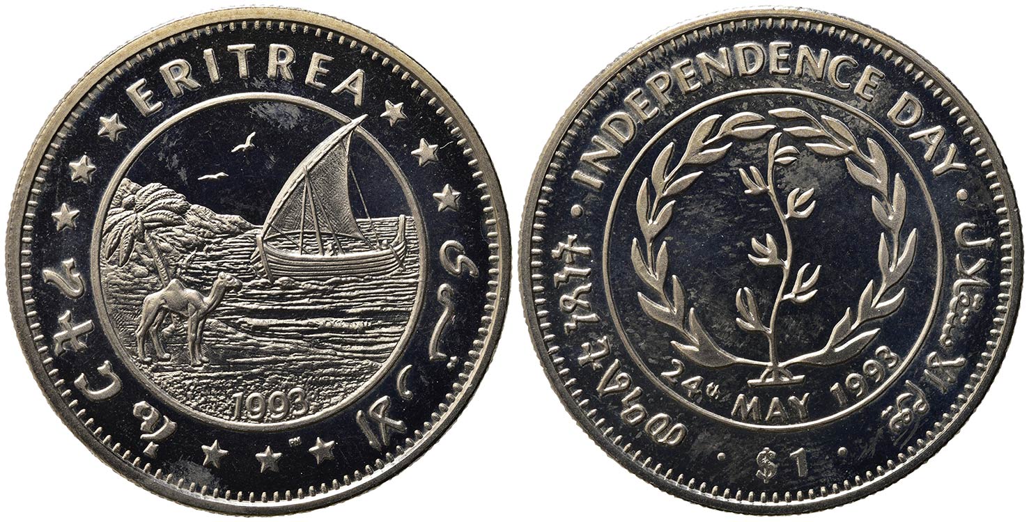 ERITREA. 1 Dollar 1993. Ni. KM#6. ... 