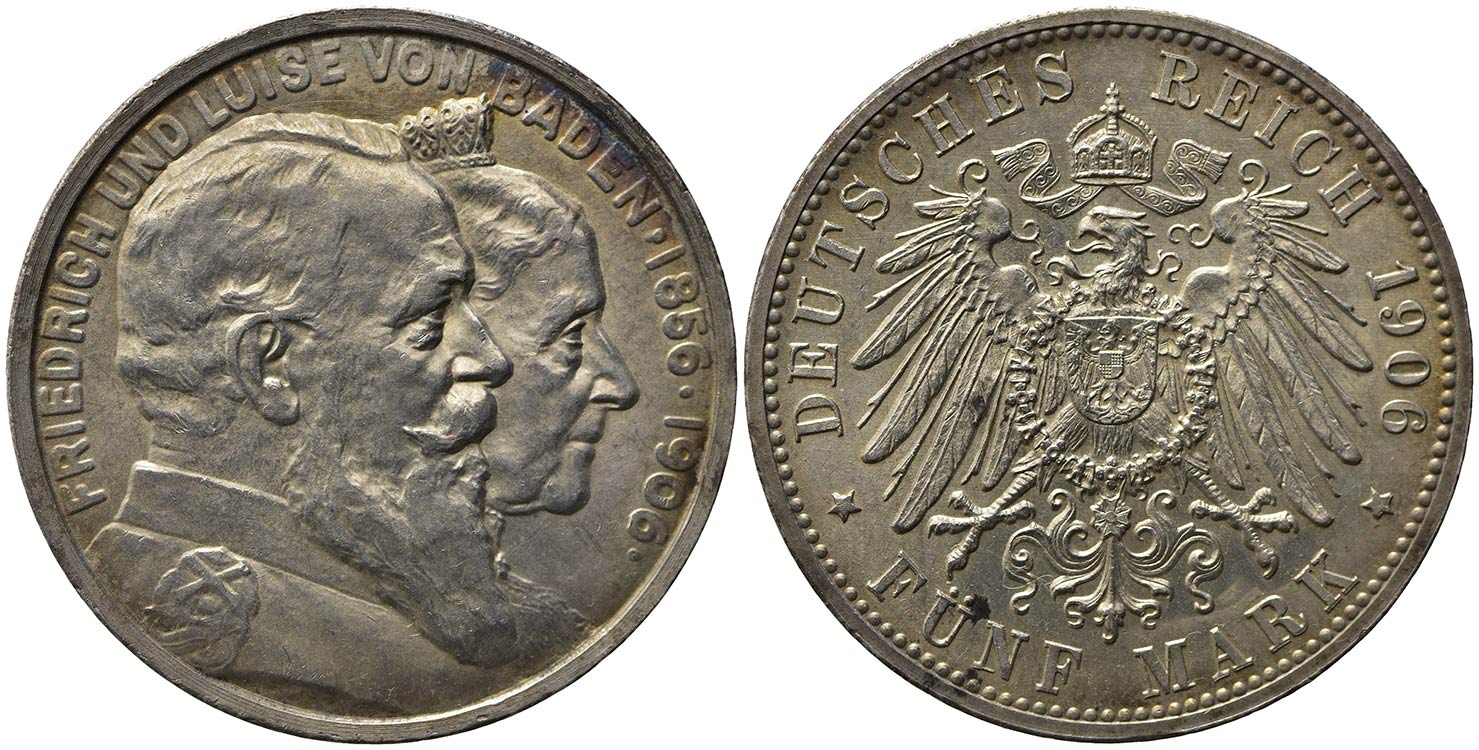 GERMANIA. Baden. 5 Mark 1906. Ag. ... 