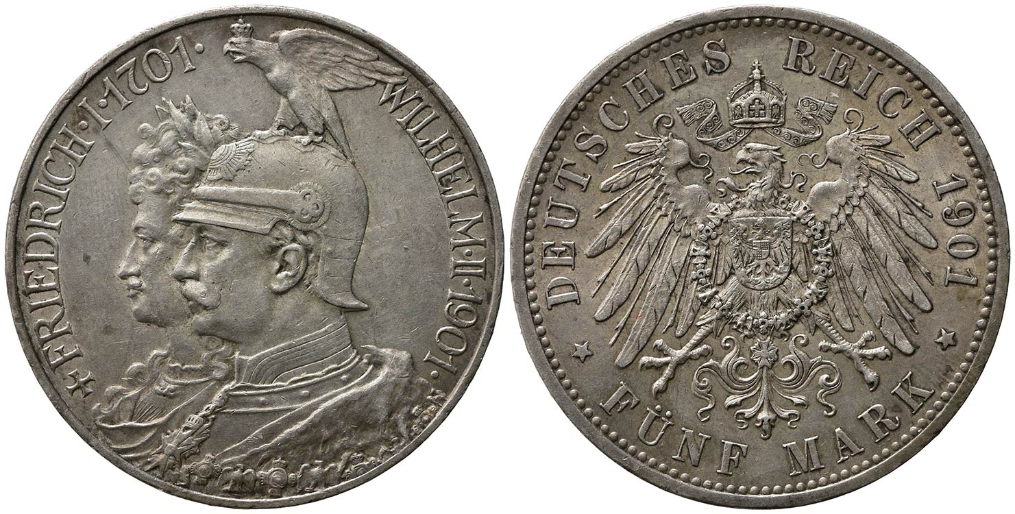 GERMANIA. Prussia. 5 Mark 1901 A. ... 