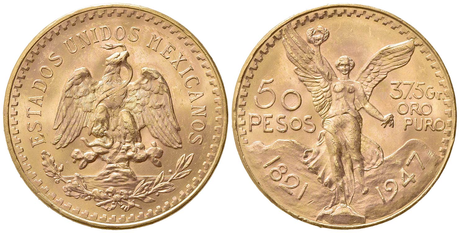 MESSICO. 50 Pesos 1947. Au ... 