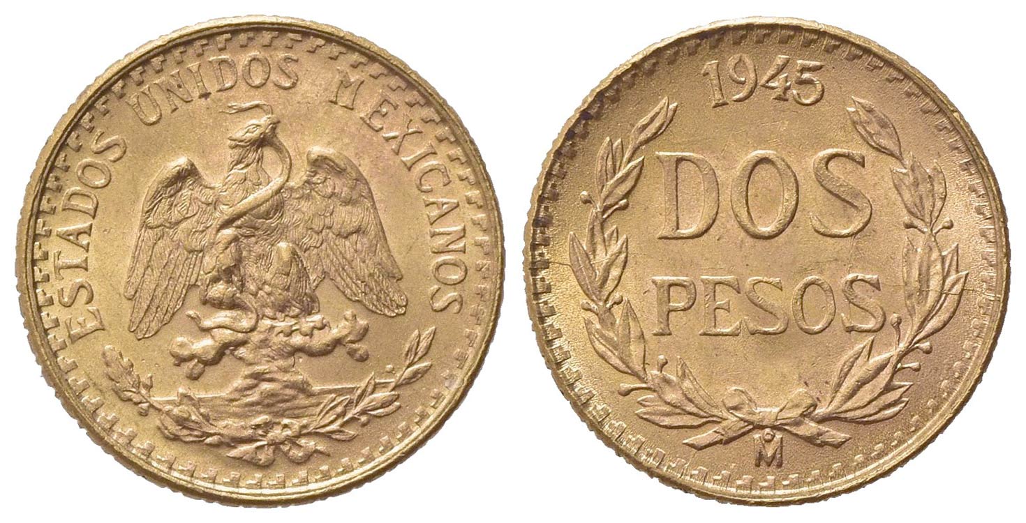 MESSICO. 2 Pesos 1945. Au (12.5mm, ... 
