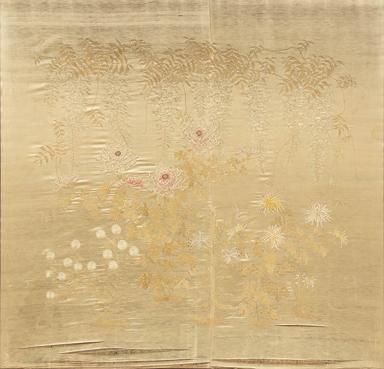 A LARGE EMBROIDERED SILK PANEL ... 