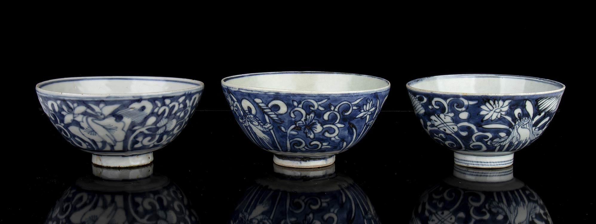 THREE BLUE AND WHITE PORCELAIN ... 