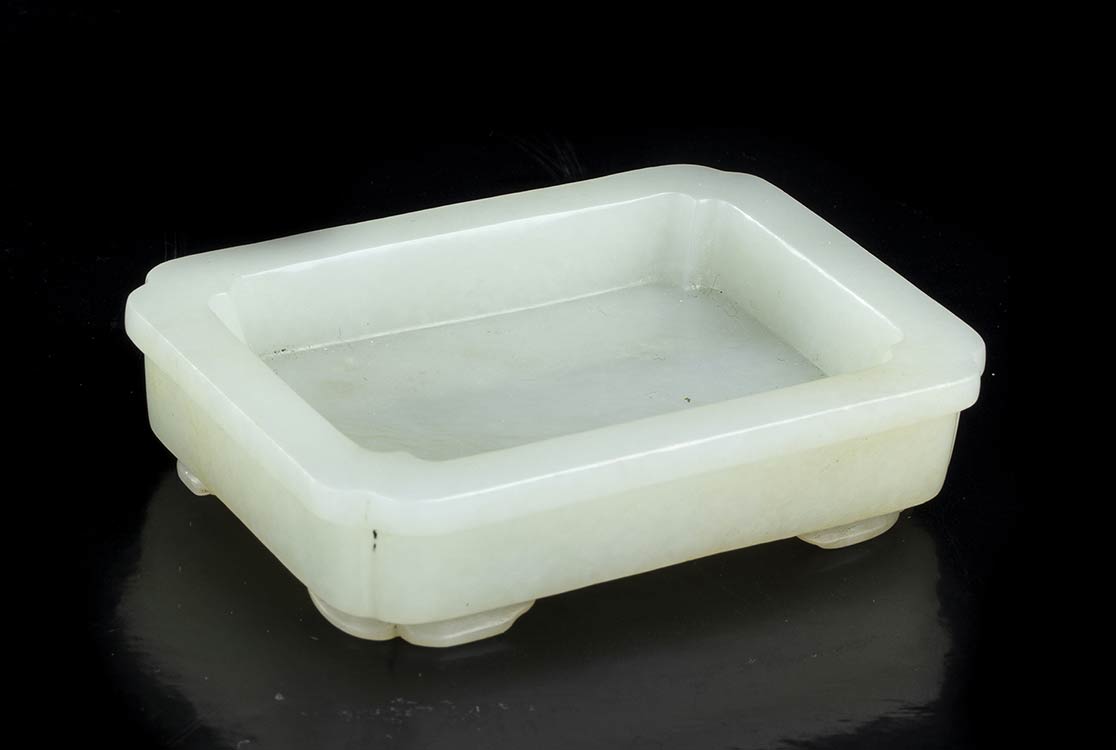 A PALE GREEN JADE SMALL TRAY  ... 