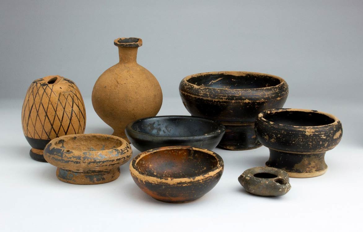 Group of eight Greek potteries; ... 