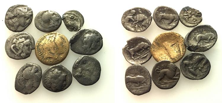Lot of 9 Greek AR and Æ coins, to ... 