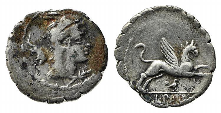 L. Papius, Rome, 79 BC. AR Serrate ... 