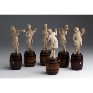 A carved ivory six figures of ... 