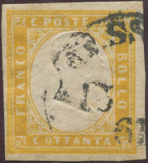 1861, 80c. N.17C Giallo Arancio, ... 
