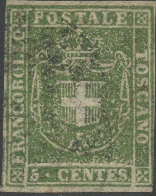 1860, 5c. N.18c Verde Giallastro, ... 