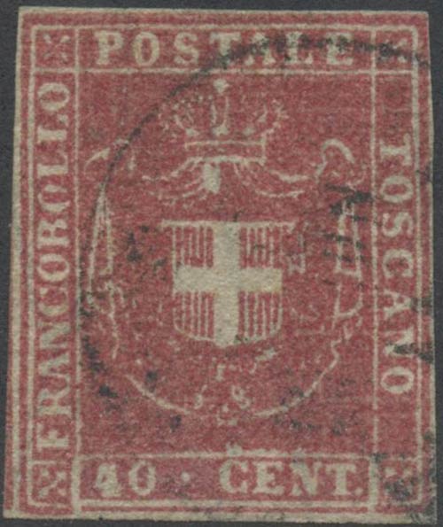 1860, 40c. N.21 Carmine, used. (A)