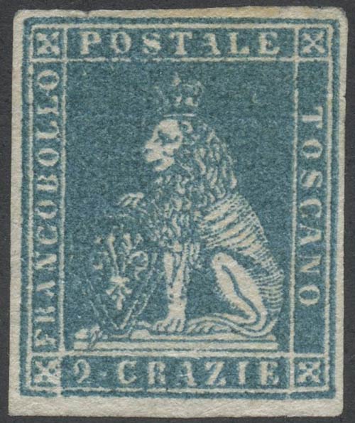 1851, 2cr. Azzurro Verdastro N.5e ... 