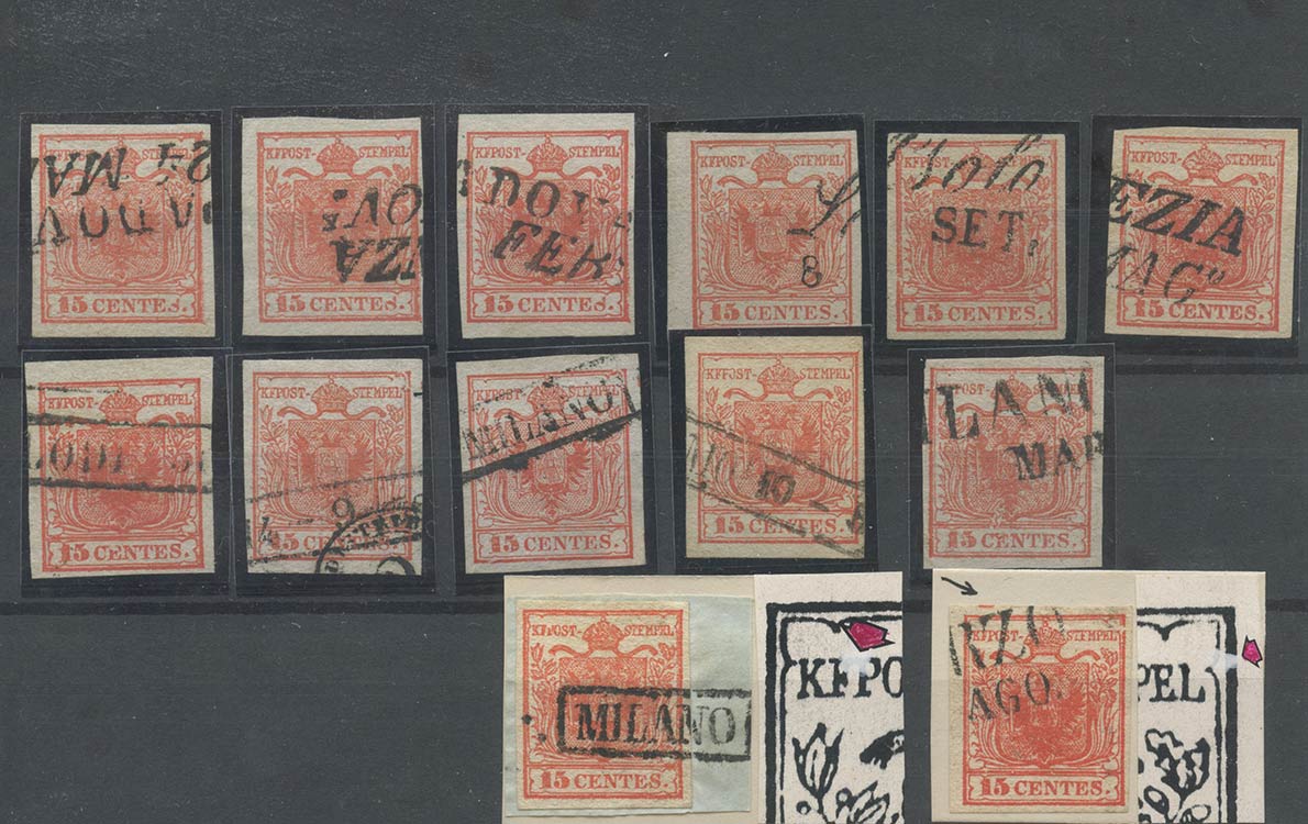 1850, a selection of 13 stamps, ... 