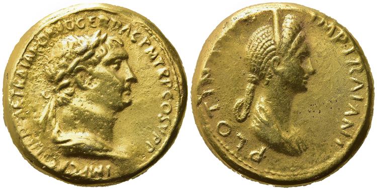 Trajan with Plotina (98-117). Gilt ... 