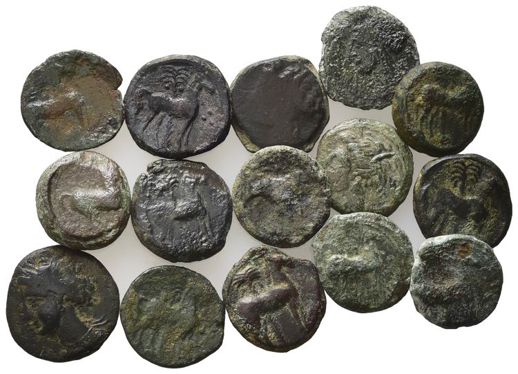 Lot of 15 Punic Greek Æ coins, to ... 