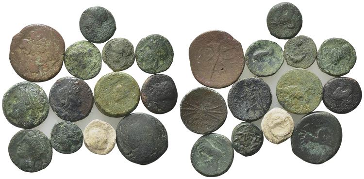 Lot of 13 Greek Æ coins, to be ... 
