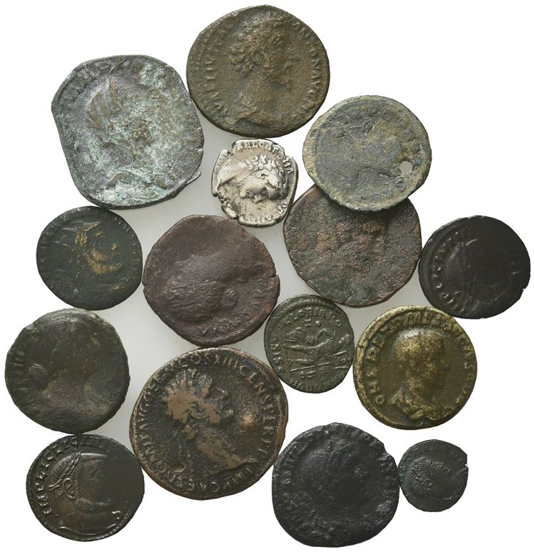 Lot of 15 Roman Imperial Æ and AR ... 