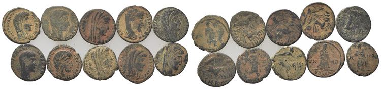 Lot of 10 Late Roman Imperial Æ ... 