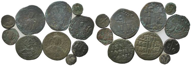 Lot of 10 Byzantine Æ coins, to ... 